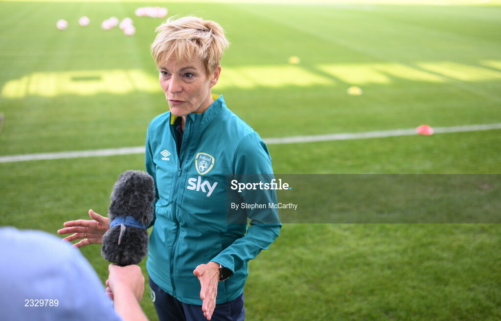 6 September 2022; Republic of Ireland manager Vera Pauw before the FIFA Women's World Cup 2023 Qualifier match between Slovakia and Republic of Ireland at National Training Centre in Senec, Slovakia. Photo by Stephen McCarthy/Sportsfile