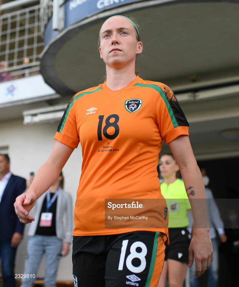 6 September 2022; Claire O'Riordan of Republic of Ireland before the FIFA Women's World Cup 2023 Qualifier match between Slovakia and Republic of Ireland at National Training Centre in Senec, Slovakia. Photo by Stephen McCarthy/Sportsfile