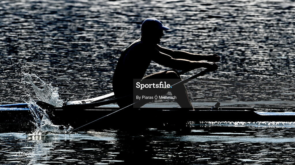 25 September 2022; Brian Colsh of Ireland on his way to finishing third in the Men's Single Sculls Final C, in a time of 07:07.24, during day 8 of the World Rowing Championships 2022 at Racice in Czech Republic. Photo by Piaras Ó Mídheach/Sportsfile