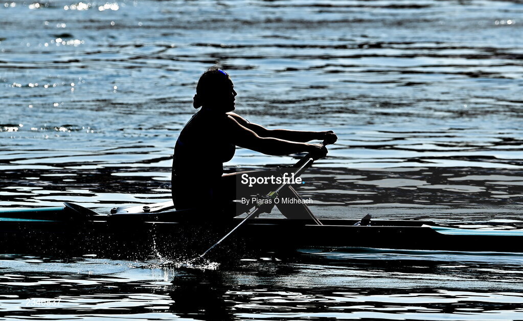 25 September 2022; Alison Bergin of Ireland on her way to finishing fifth in the Women's Single Sculls Final C in a time of 07:55.06, during day 8 of the World Rowing Championships 2022 at Racice in Czech Republic. Photo by Piaras Ó Mídheach/Sportsfile