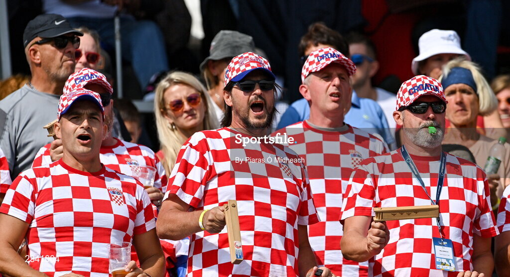 25 September 2022; Croatia supporters during day 8 of the World Rowing Championships 2022 at Racice in Czech Republic. Photo by Piaras Ó Mídheach/Sportsfile