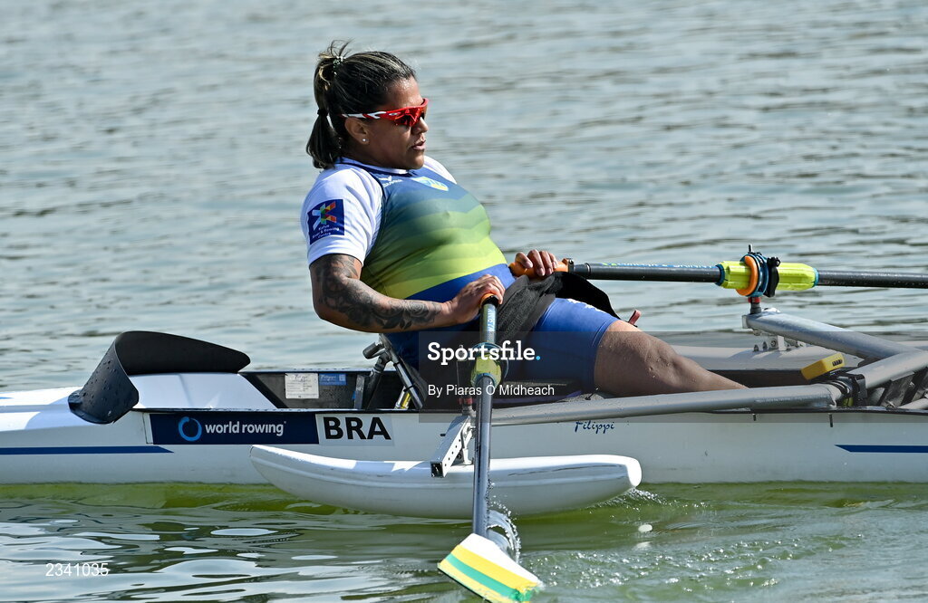 25 September 2022; Claudia Cicero Sabino of Brazil competes in the PR1 Women's Single Sculls Final A during day 8 of the World Rowing Championships 2022 at Racice in Czech Republic. Photo by Piaras Ó Mídheach/Sportsfile