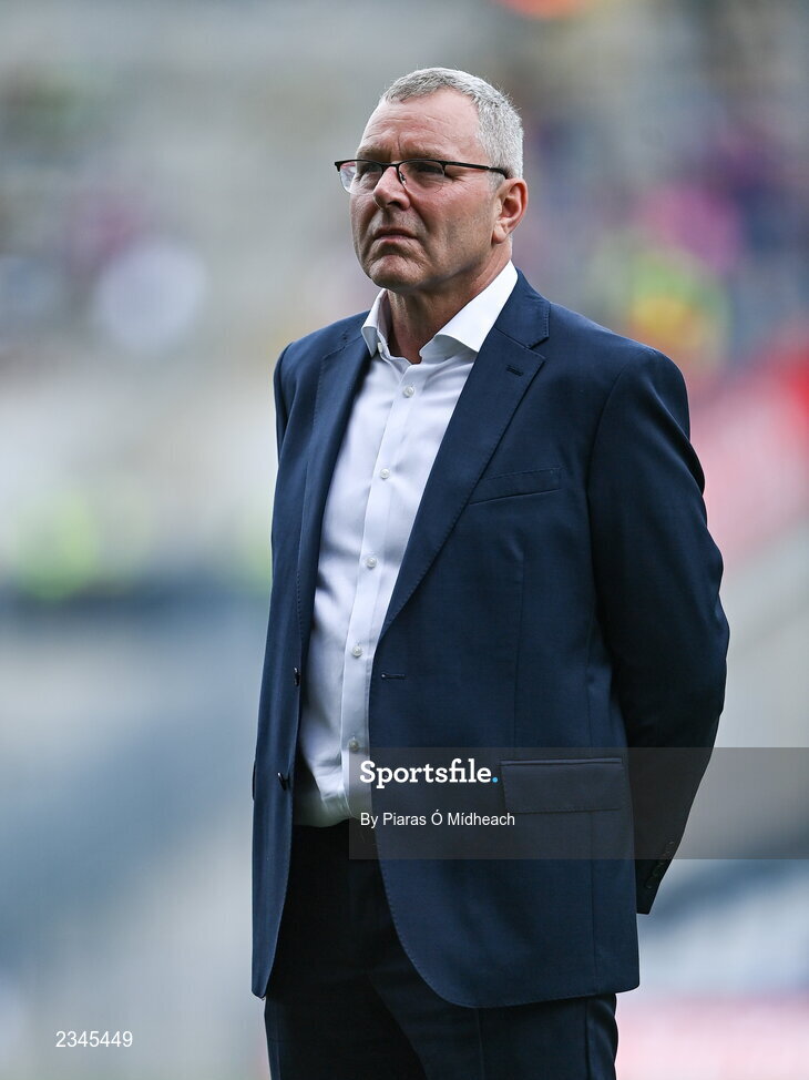 24 July 2022; Ciarán Walsh of the 1995 Dublin All-Ireland winning team as the Jubilee teams are introduced to the crowd before the GAA All-Ireland Senior Football Championship Final match between Kerry and Galway at Croke Park in Dublin. Photo by Piaras Ó Mídheach/Sportsfile