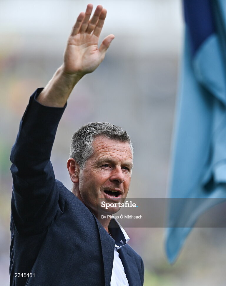 24 July 2022; Paddy Moran of the 1995 Dublin All-Ireland winning team as the Jubilee teams are introduced to the crowd before the GAA All-Ireland Senior Football Championship Final match between Kerry and Galway at Croke Park in Dublin. Photo by Piaras Ó Mídheach/Sportsfile