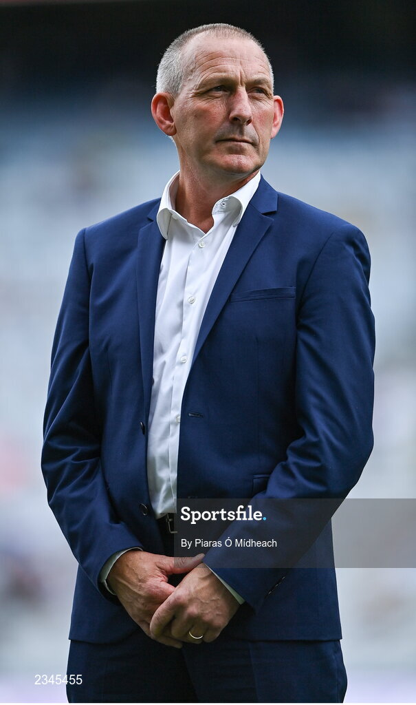 24 July 2022; Mick Deegan of the 1995 Dublin All-Ireland winning team as the Jubilee teams are introduced to the crowd before the GAA All-Ireland Senior Football Championship Final match between Kerry and Galway at Croke Park in Dublin. Photo by Piaras Ó Mídheach/Sportsfile