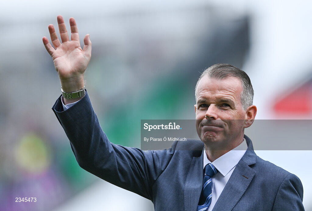 24 July 2022; Donnacha Connolly of the 1995 Dublin All-Ireland winning team as the Jubilee teams are introduced to the crowd before the GAA All-Ireland Senior Football Championship Final match between Kerry and Galway at Croke Park in Dublin. Photo by Piaras Ó Mídheach/Sportsfile