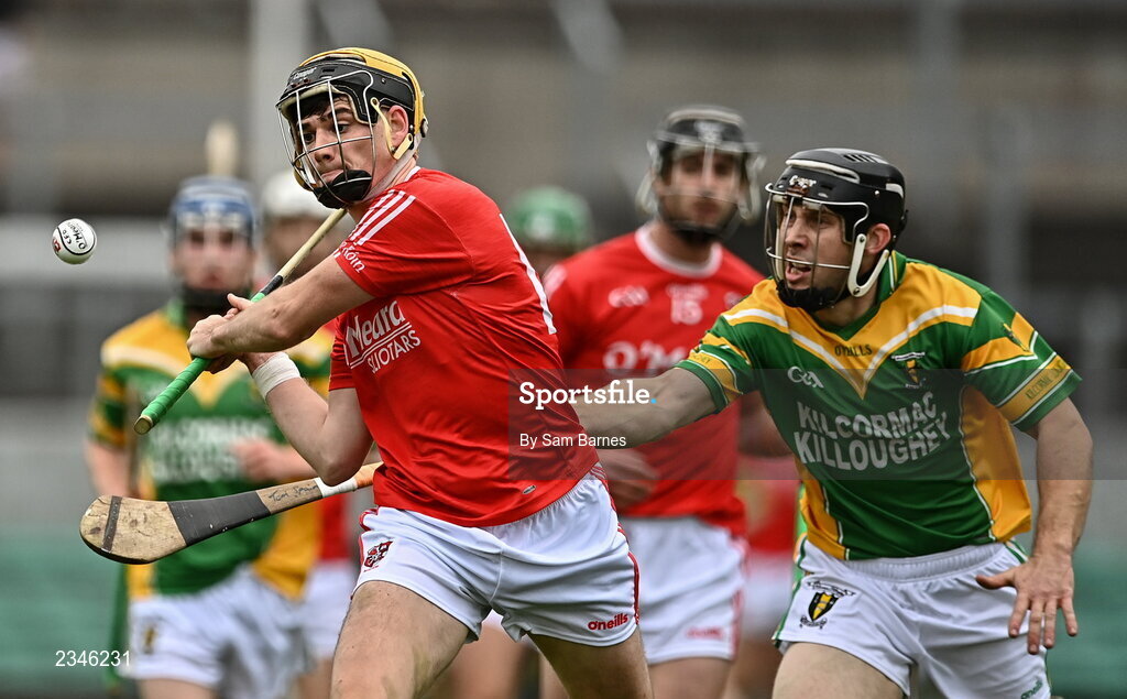 2 October 2022; Adrian Cleary of Shinrone in action against Thomas Spain of Kilcormac - Killoughey during the Offaly County Senior Hurling Championship Final match between Kilcormac-Killoughey and Shinrone at O'Connor Park in Tullamore, Offaly. Photo by Sam Barnes/Sportsfile