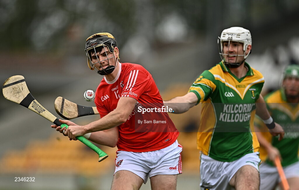 2 October 2022; Adrian Cleary of Shinrone in action against Jordan Quinn of Kilcormac - Killoughey during the Offaly County Senior Hurling Championship Final match between Kilcormac-Killoughey and Shinrone at O'Connor Park in Tullamore, Offaly. Photo by Sam Barnes/Sportsfile
