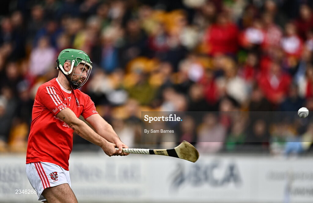 2 October 2022; Donal Morkan of Shinrone scores a free during the Offaly County Senior Hurling Championship Final match between Kilcormac-Killoughey and Shinrone at O'Connor Park in Tullamore, Offaly. Photo by Sam Barnes/Sportsfile
