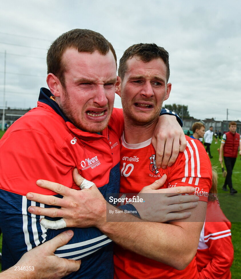 2 October 2022; Sean Cleary of Shinrone celebrates with supporters after his side's victory in the Offaly County Senior Hurling Championship Final match between Kilcormac-Killoughey and Shinrone at O'Connor Park in Tullamore, Offaly. Photo by Sam Barnes/Sportsfile
