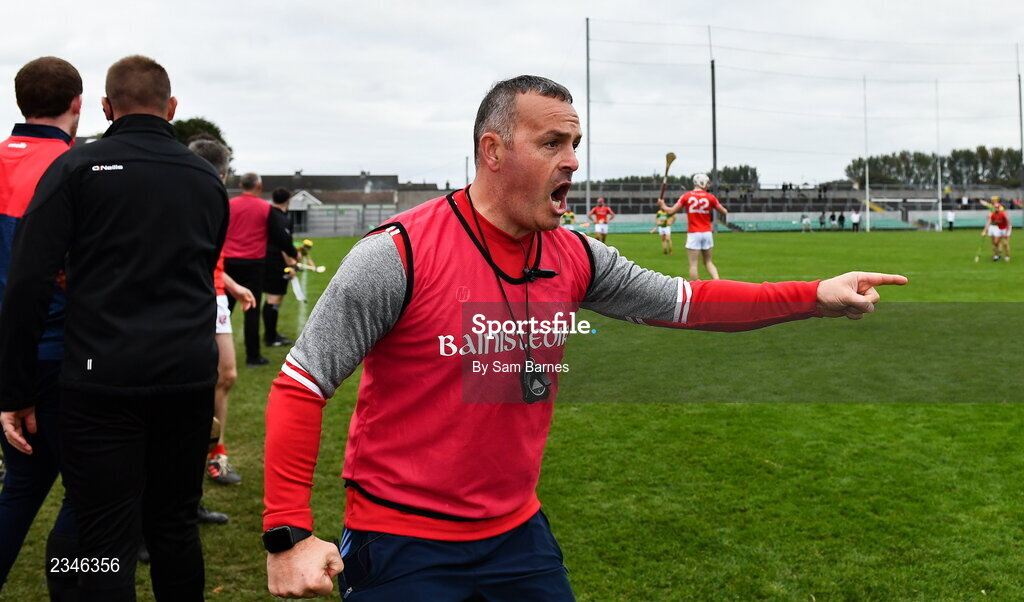 2 October 2022; Shinrone manager Trevor Fletcher during the Offaly County Senior Hurling Championship Final match between Kilcormac-Killoughey and Shinrone at O'Connor Park in Tullamore, Offaly. Photo by Sam Barnes/Sportsfile