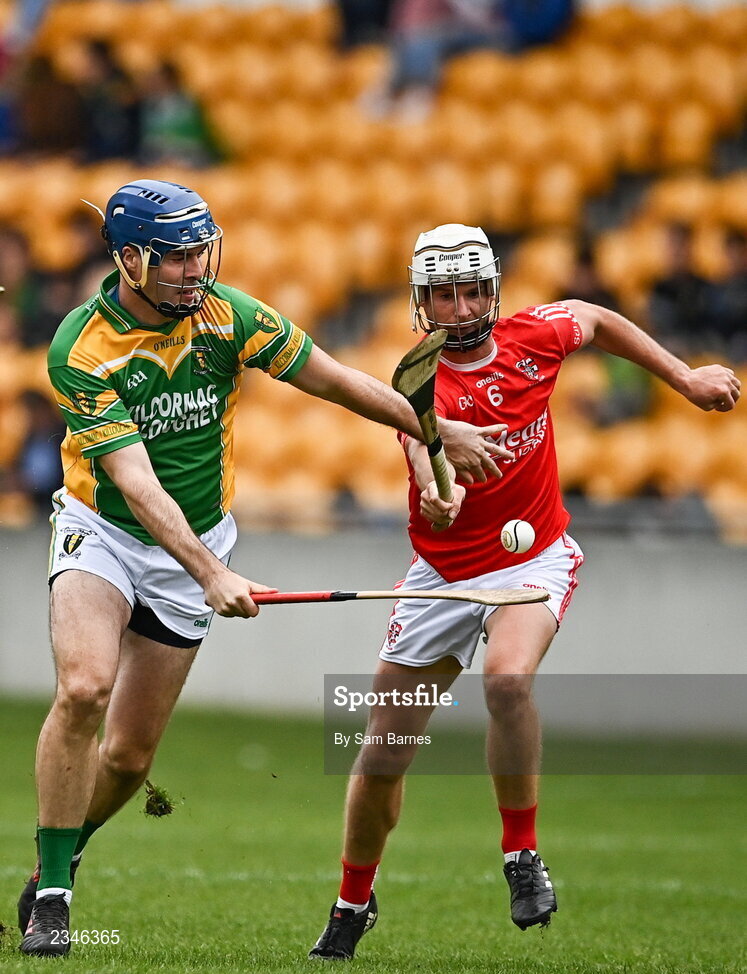 2 October 2022; James Gorman of Kilcormac - Killoughey in action against Michael Cleary of Shinrone during the Offaly County Senior Hurling Championship Final match between Kilcormac-Killoughey and Shinrone at O'Connor Park in Tullamore, Offaly. Photo by Sam Barnes/Sportsfile
