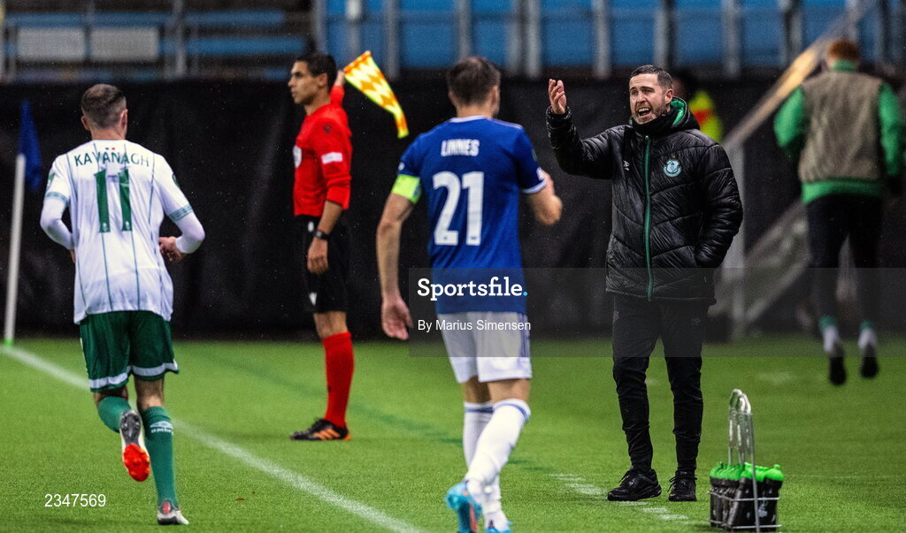 6 October 2022; Shamrock Rovers manager Stephen Bradley, right, during the UEFA Europa Conference League group F match between Molde and Shamrock Rovers at Aker Stadion in Molde, Norway. Photo by Marius Simensen/Sportsfile