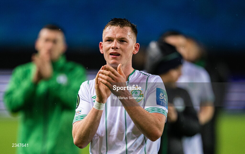 6 October 2022; Andy Lyons of Shamrock Rovers after the UEFA Europa Conference League group F match between Molde and Shamrock Rovers at Aker Stadion in Molde, Norway. Photo by Marius Simensen/Sportsfile