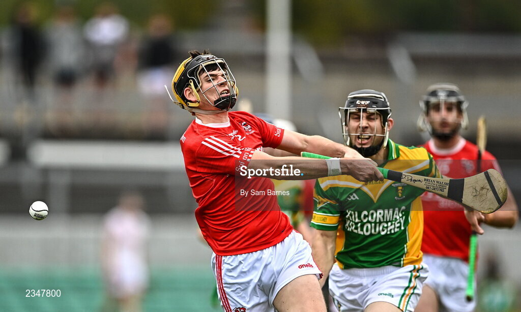 2 October 2022; Adrian Cleary of Shinrone in action against Thomas Spain of Kilcormac - Killoughey  during the Offaly County Senior Hurling Championship Final match between Kilcormac-Killoughey and Shinrone at O'Connor Park in Tullamore, Offaly. Photo by Sam Barnes/Sportsfile
