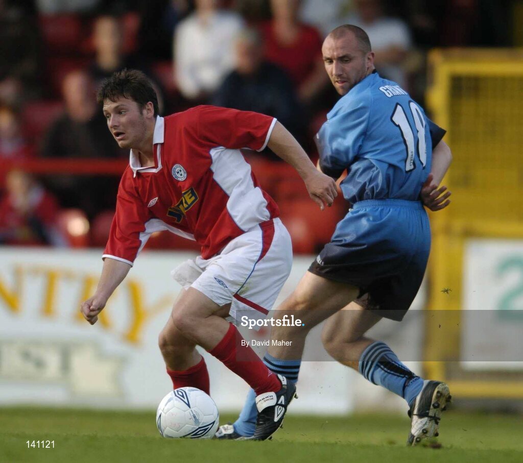 28 May 2004; Wesley Hoolahan, Shelbourne, in action against Tony Grant, Bohemians. eircom league, Premier Division, Shelbourne v Bohemians, Tolka Park, Dublin. Picture credit; David Maher / SPORTSFILE