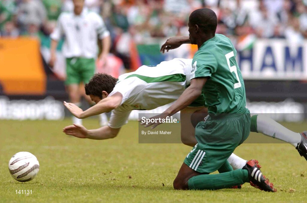 29 May 2004; Robbie Keane, Republic of Ireland, in action against Seyi Olajengbesi, Nigeria. Unity Cup, Republic of Ireland v Nigeria, The Valley, London. Picture credit; David Maher / SPORTSFILE