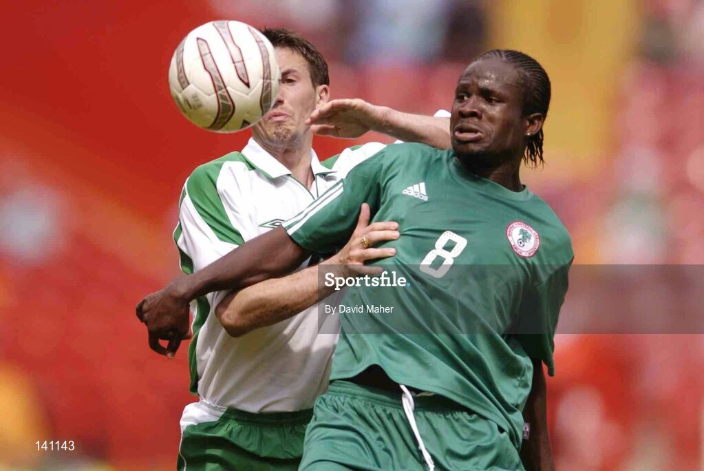 29 May 2004; Liam Miller, Republic of Ireland, in action against Christian Obodo, Nigeria. Unity Cup, Republic of Ireland v Nigeria, The Valley, London. Picture credit; David Maher / SPORTSFILE