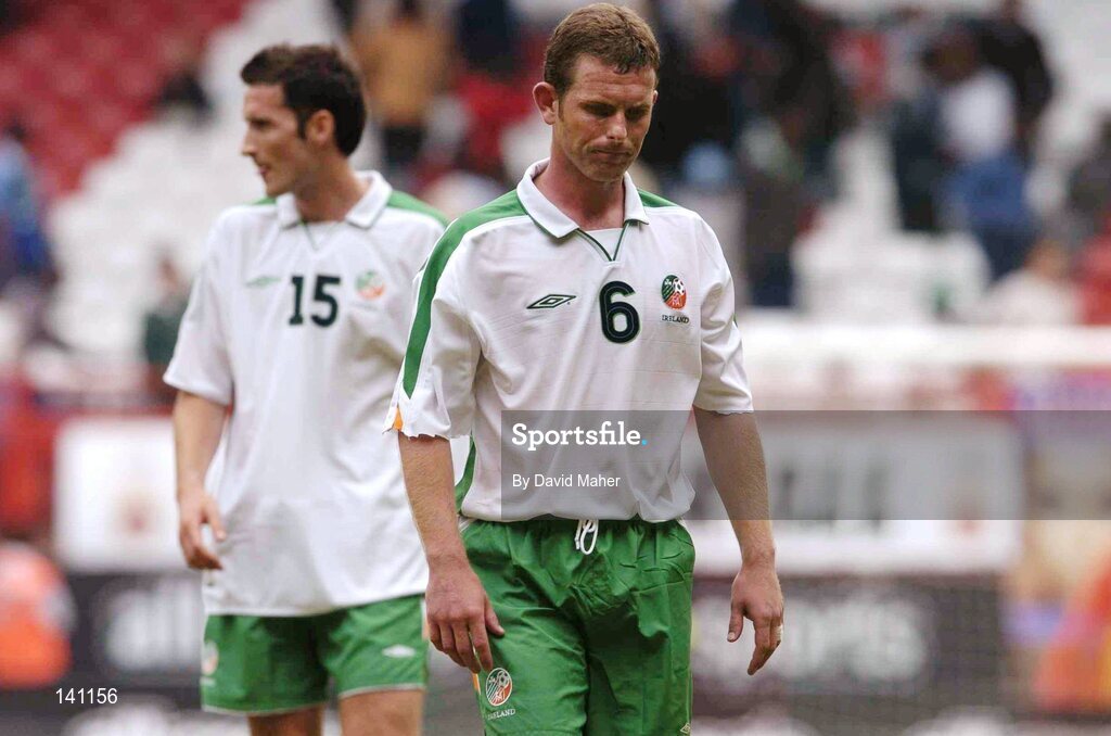 29 May 2004; A dejected Mark Kinsella, Republic of Ireland, walks off the pitch at the end of the game after defeat to Nigeria. Unity Cup, Republic of Ireland v Nigeria, The Valley, London. Picture credit; David Maher / SPORTSFILE