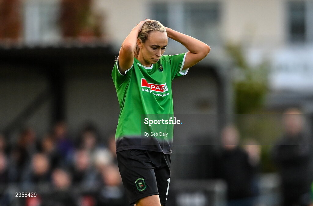 22 October 2022; Stephanie Roche of Peamount United reacts during the SSE Airtricity Women's National League match between Peamount United and Wexford Youths at PRL Park in Greenogue, Dublin. Photo by Seb Daly/Sportsfile