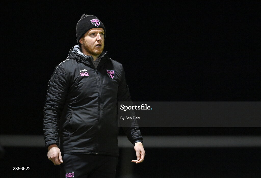 22 October 2022; Wexford Youths manager Stephen Quinn during the SSE Airtricity Women's National League match between Peamount United and Wexford Youths at PRL Park in Greenogue, Dublin. Photo by Seb Daly/Sportsfile