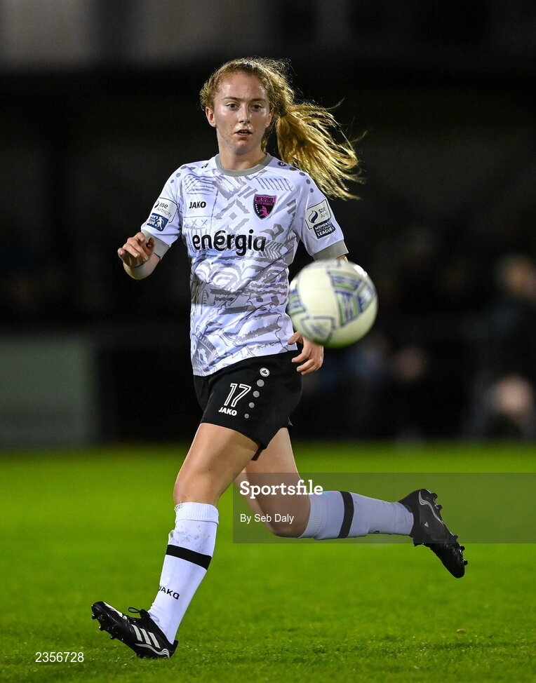 22 October 2022; Aoibheann Clancy of Wexford Youths during the SSE Airtricity Women's National League match between Peamount United and Wexford Youths at PRL Park in Greenogue, Dublin. Photo by Seb Daly/Sportsfile