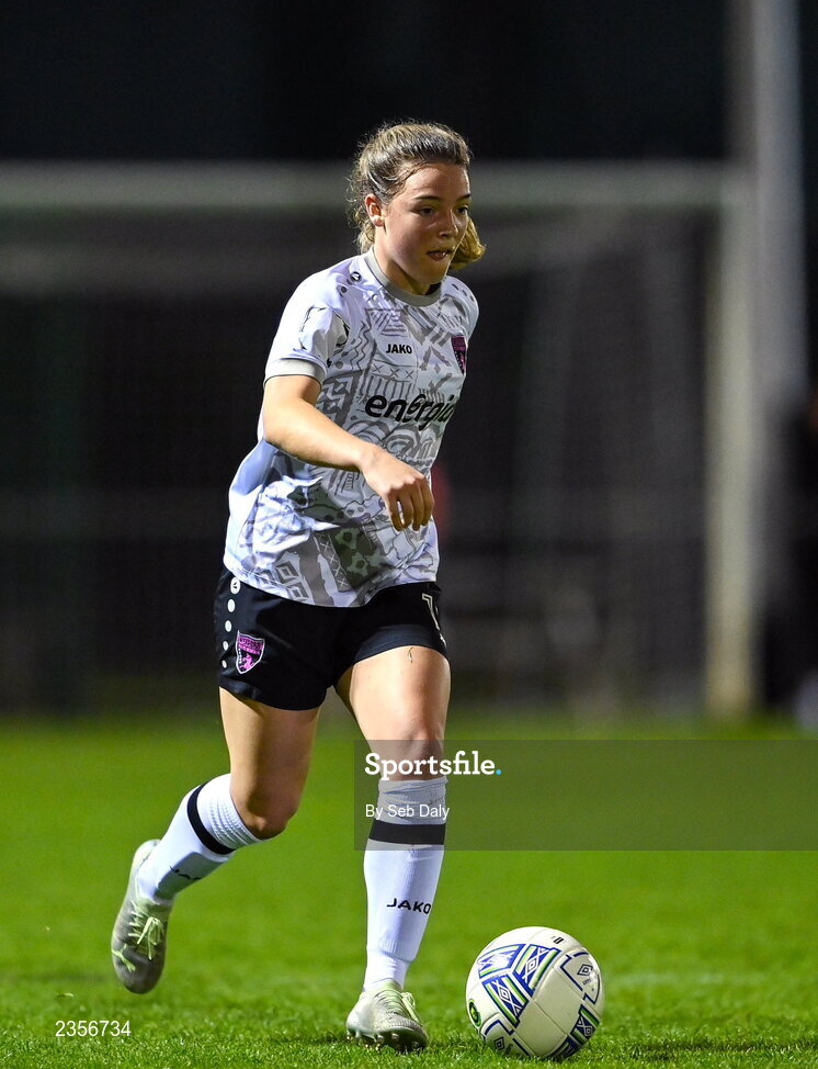 22 October 2022; Meabh Russell of Wexford Youths during the SSE Airtricity Women's National League match between Peamount United and Wexford Youths at PRL Park in Greenogue, Dublin. Photo by Seb Daly/Sportsfile