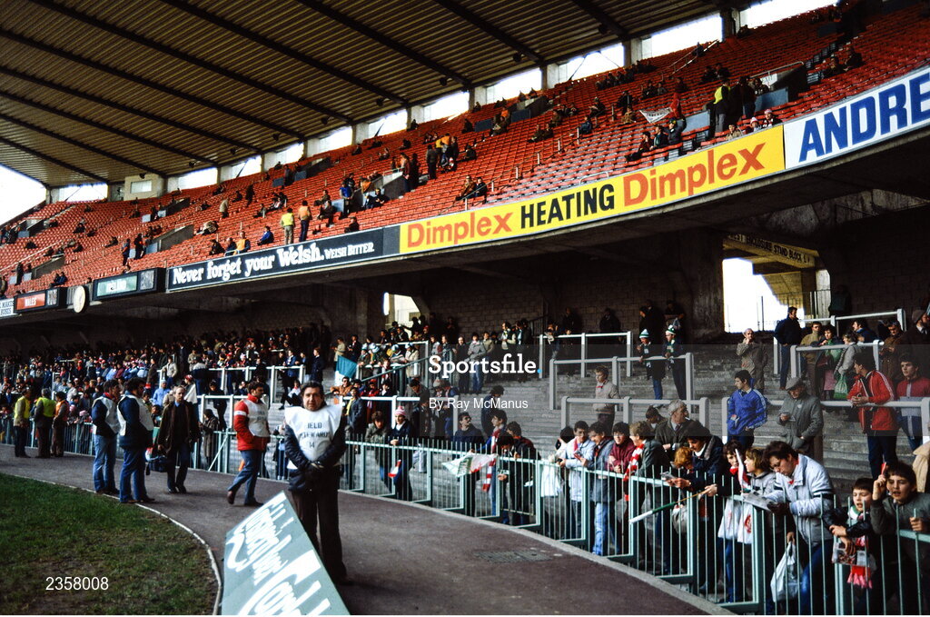 5 March 1983; A general view of supporters ahead of the Five Nations Rugby Championship match between Wales and Ireland at the Cardiff Arms Park in Cardiff, Wales. Photo by Ray McManus/Sportsfile