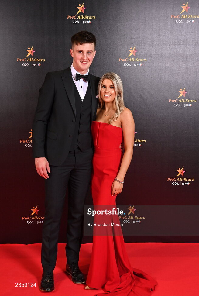28 October 2022; Diarmuid Ryan of Clare and Sarah Canning on arrival at the PwC All-Stars Awards 2022 at the Convention Centre in Dublin. Photo by Brendan Moran/Sportsfile