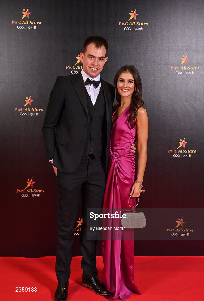 28 October 2022; Jack Barry of Kerry and Laura Daly on arrival at the PwC All-Stars Awards 2022 at the Convention Centre in Dublin. Photo by Brendan Moran/Sportsfile