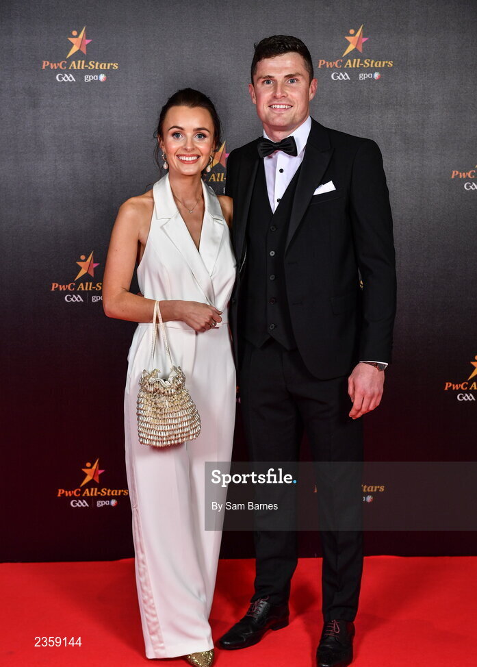 28 October 2022; Paul Flanagan of Clare and Sarah Moloney on arrival at the PwC All-Stars Awards 2022 at the Convention Centre in Dublin. Photo by Sam Barnes/Sportsfile