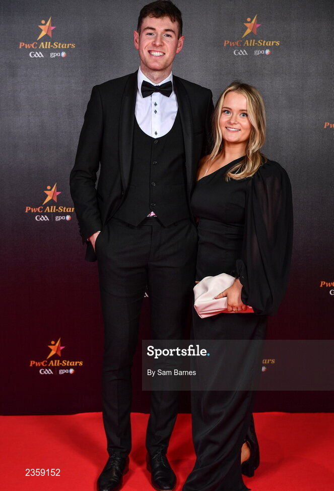 28 October 2022; Darren Geoghegan and Natasha Guest on arrival at the PwC All-Stars Awards 2022 at the Convention Centre in Dublin. Photo by Sam Barnes/Sportsfile