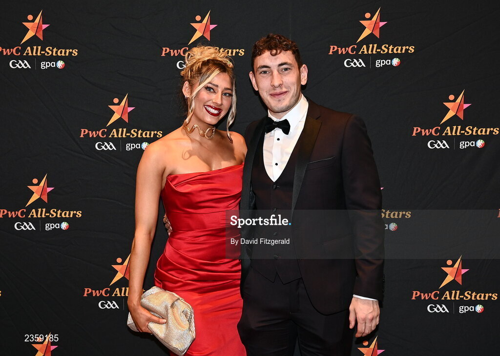 28 October 2022; Paudie Clifford of Kerry and Orla O'Mahony on arrival at the PwC All-Stars Awards 2022 at the Convention Centre in Dublin. Photo by David Fitzgerald/Sportsfile
