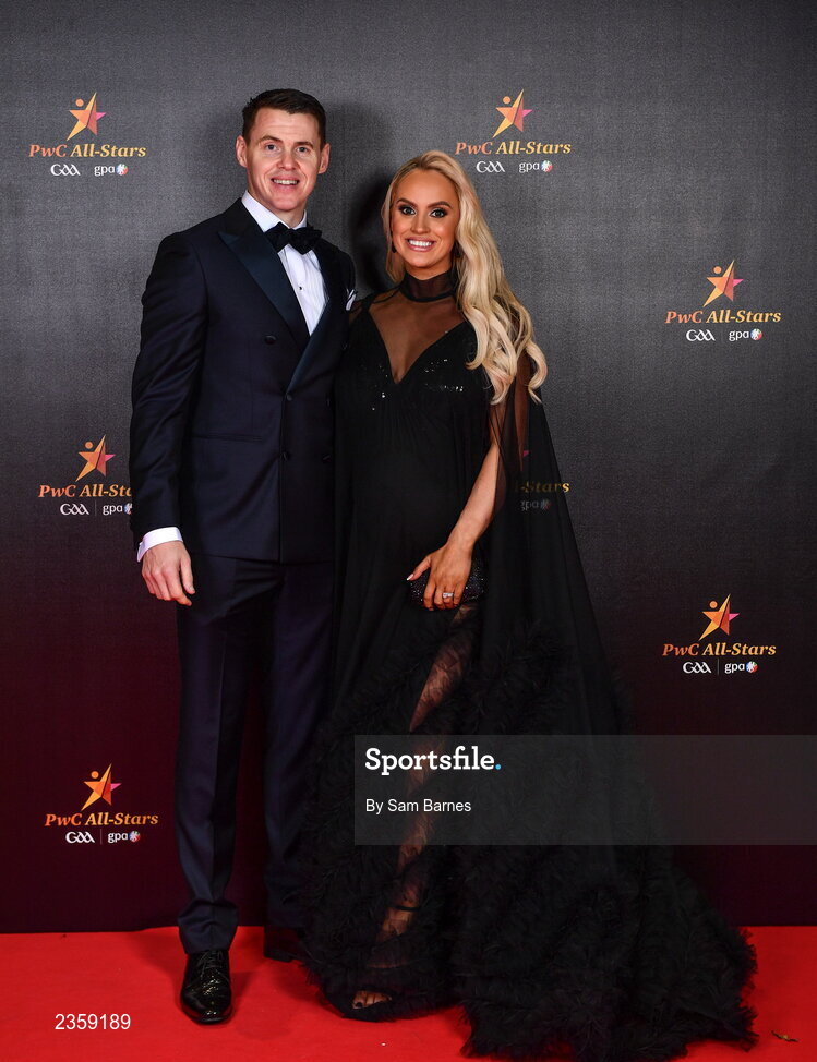 28 October 2022; TJ Reid of Kilkenny and Niamh de Brún Reid on arrival at the PwC All-Stars Awards 2022 at the Convention Centre in Dublin. Photo by Sam Barnes/Sportsfile