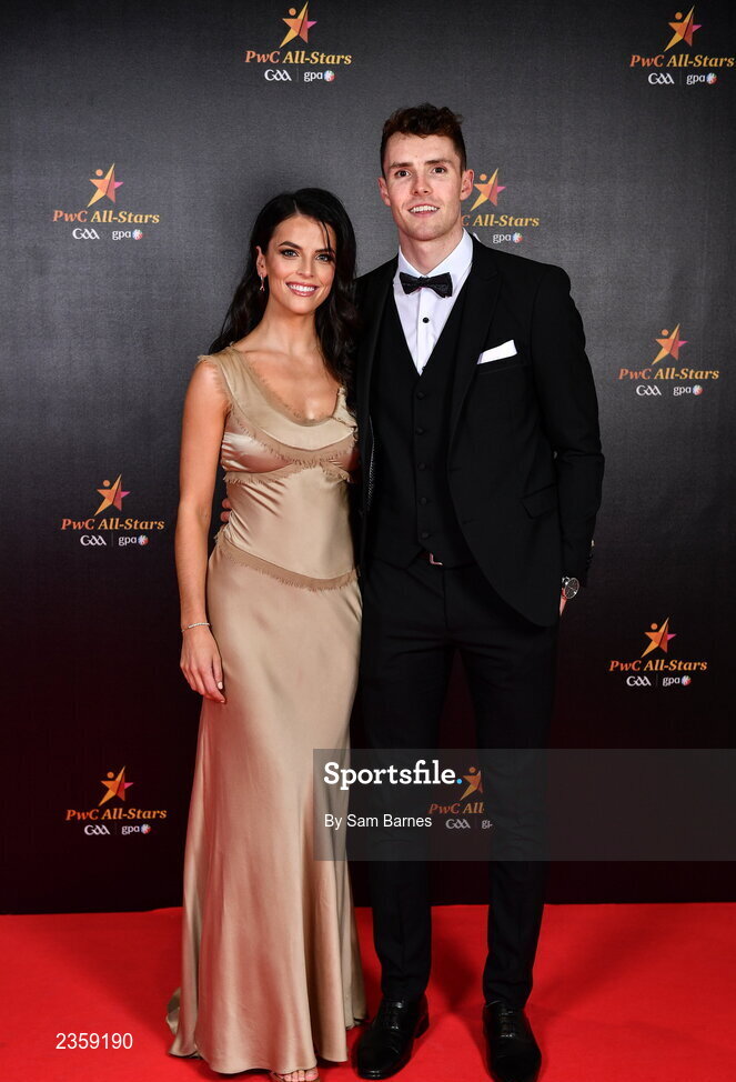 28 October 2022; Huw Lawlor of Kilkenny and Noleen Shanagher on arrival at the PwC All-Stars Awards 2022 at the Convention Centre in Dublin. Photo by Sam Barnes/Sportsfile