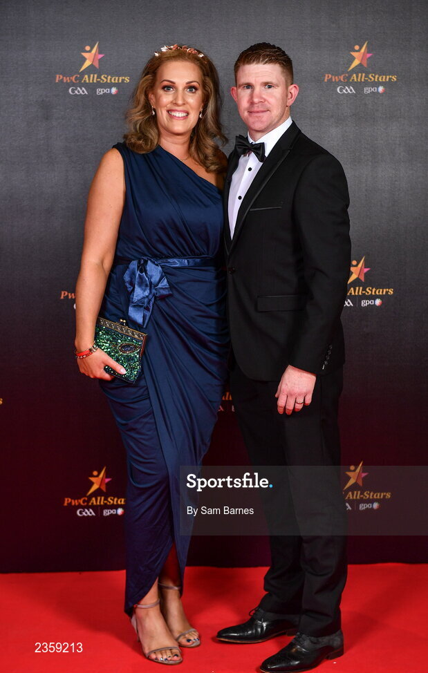 28 October 2022; Pauric Dowdall and Amanda Dowdall  on arrival at the PwC All-Stars Awards 2022 at the Convention Centre in Dublin. Photo by Sam Barnes/Sportsfile