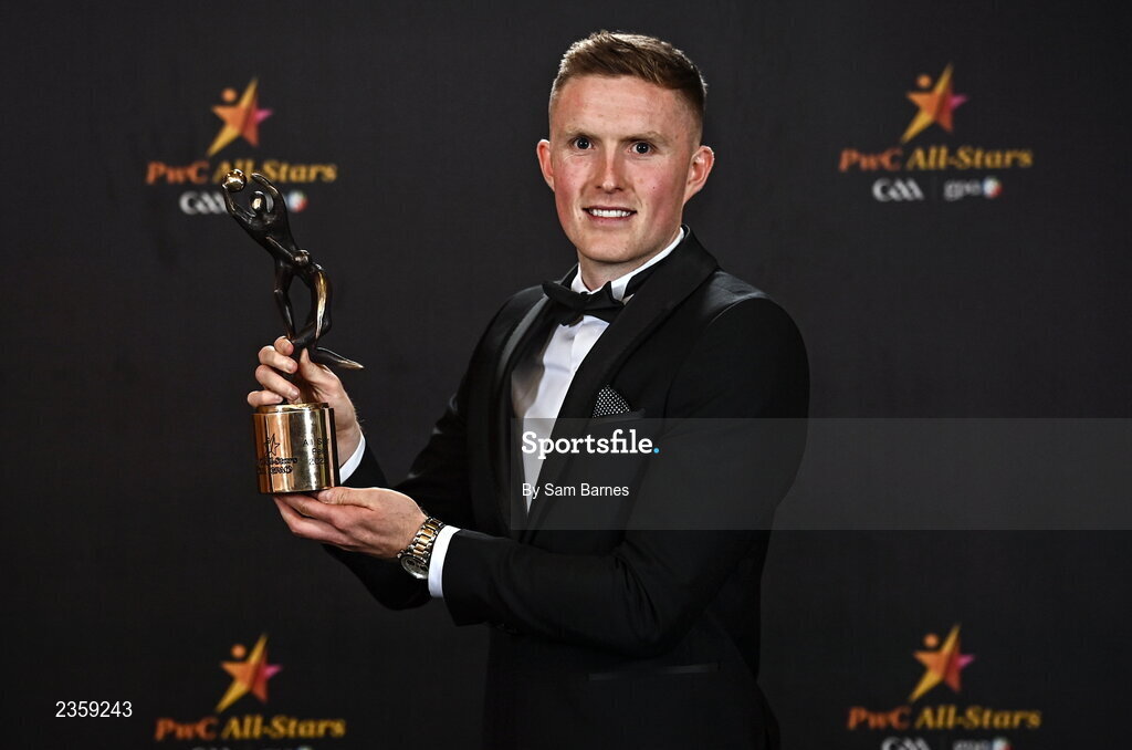 28 October 2022; Jason Foley of Kerry with his PwC All Star award at the PwC All-Stars Awards 2022 at the Convention Centre in Dublin. Photo by Sam Barnes/Sportsfile