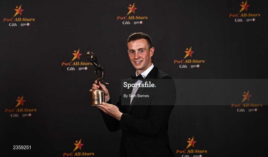 28 October 2022; Shane Ryan of Kerry with his PwC All Star award at the PwC All-Stars Awards 2022 at the Convention Centre in Dublin. Photo by Sam Barnes/Sportsfile