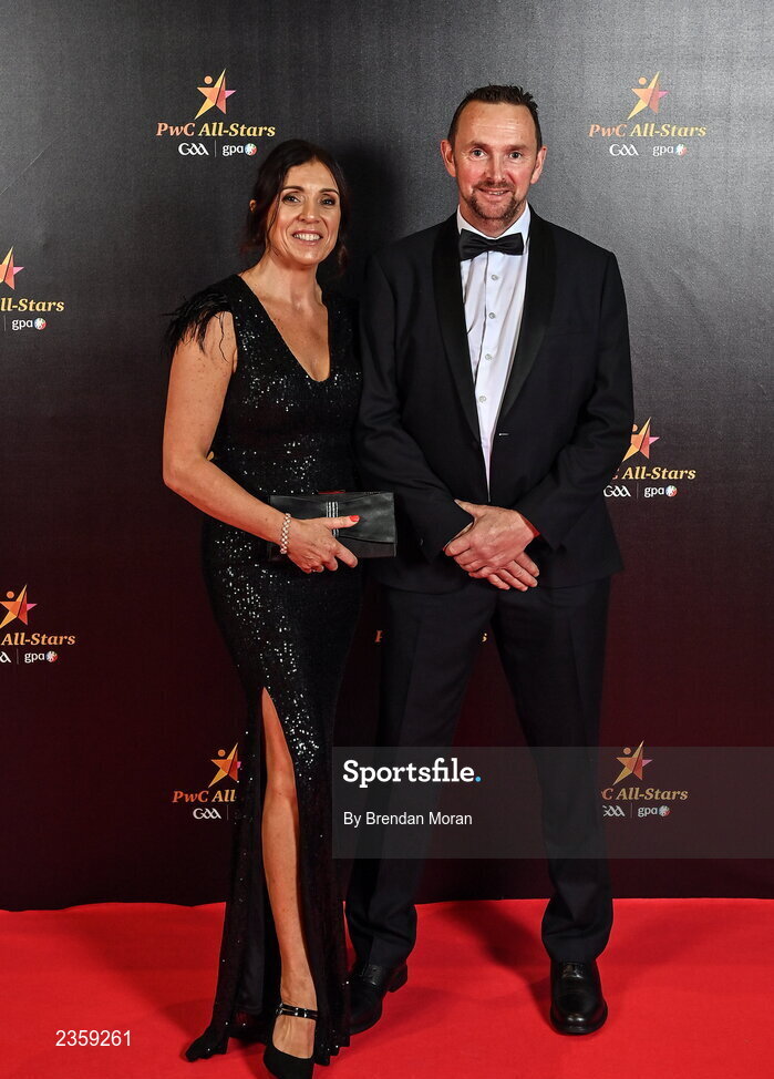 28 October 2022; Carey and Ellis Joyce on arrival at the PwC All-Stars Awards 2022 at the Convention Centre in Dublin. Photo by Brendan Moran/Sportsfile