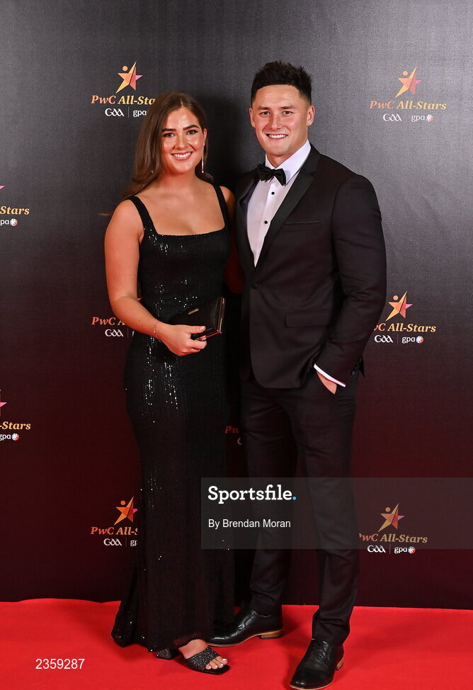 28 October 2022; Lee Chin of Wexford and Ella O'Connor on arrival at the PwC All-Stars Awards 2022 at the Convention Centre in Dublin. Photo by Brendan Moran/Sportsfile