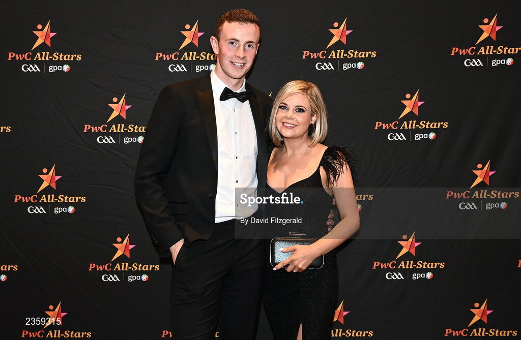 28 October 2022; Shane Ryan of Kerry and Emer McCarthy on arrival at the PwC All-Stars Awards 2022 at the Convention Centre in Dublin. Photo by David Fitzgerald/Sportsfile