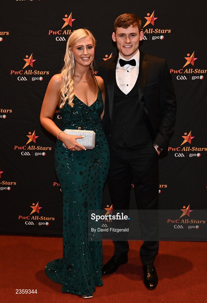 28 October 2022; Gavin White of Kerry and Tara Caseyon arrival at the PwC All-Stars Awards 2022 at the Convention Centre in Dublin. Photo by David Fitzgerald/Sportsfile