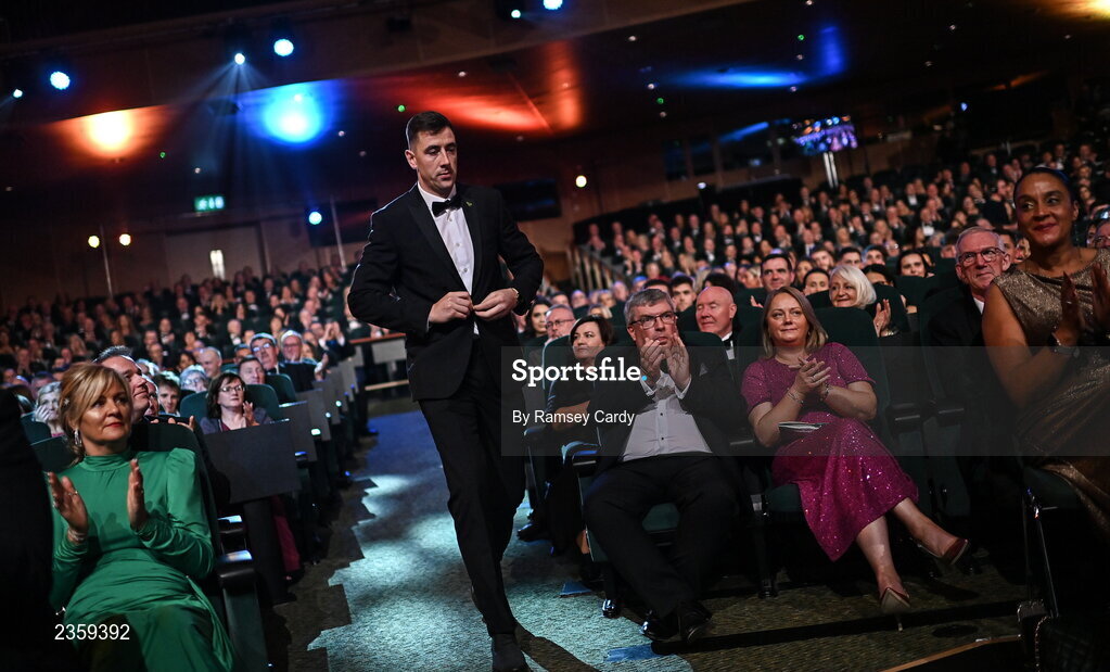 28 October 2022; Hurler of the Diarmaid Byrnes of Limerick during the PwC All-Stars Awards 2022 show at the Convention Centre in Dublin. Photo by Ramsey Cardy/Sportsfile