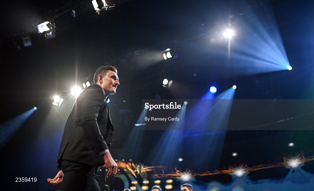 28 October 2022; David Fitzgerald of Clare during the PwC All-Stars Awards 2022 show at the Convention Centre in Dublin. Photo by Ramsey Cardy/Sportsfile