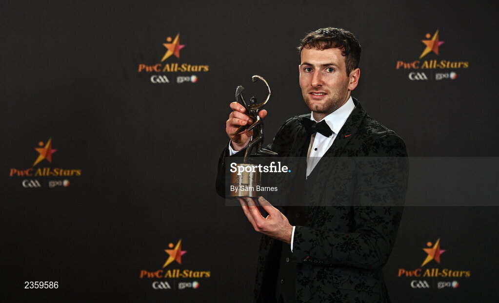28 October 2022; Pádraic Mannion of Galway with his PwC All Star award at the PwC All-Stars Awards 2022 at the Convention Centre in Dublin. Photo by Sam Barnes/Sportsfile