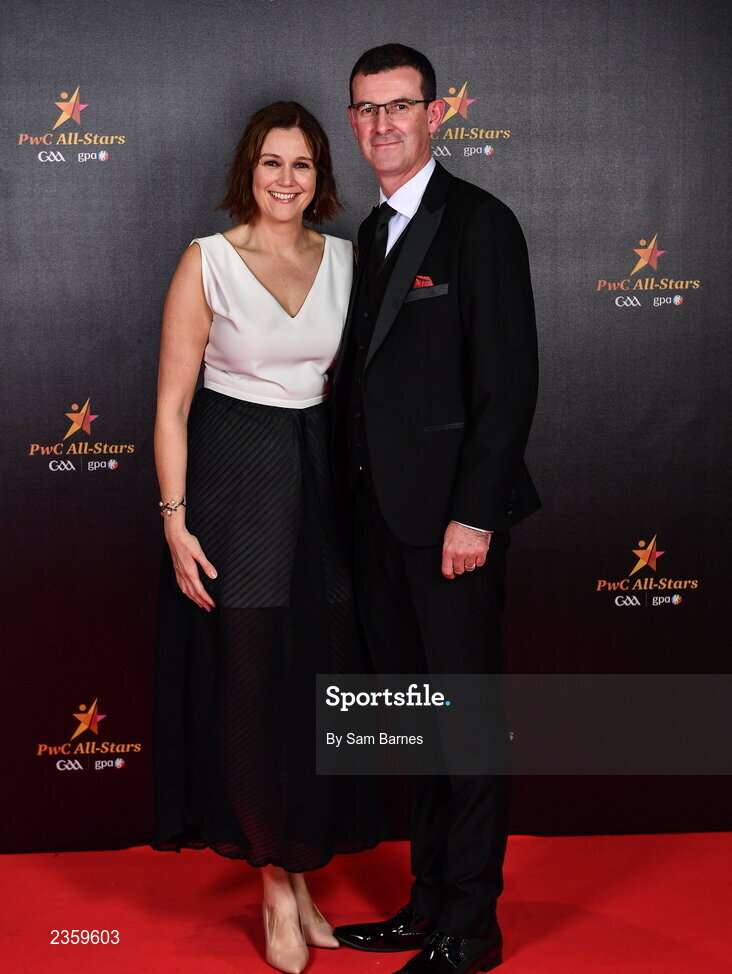 28 October 2022; Gráinne McElwain and Gearóid Mac Donncha on arrival at the PwC All-Stars Awards 2022 at the Convention Centre in Dublin. Photo by Sam Barnes/Sportsfile