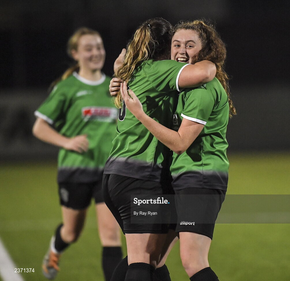 4 November 2022; Rebella McMahon of Peamont celebrates at the final whistle in the EA SPORTS Women's National Under-19 League Cup Final match between Peamount United and Shamrock Rovers at Athlone Town Stadium in Athlone, Westmeath. Photo by Ray Ryan/Sportsfile