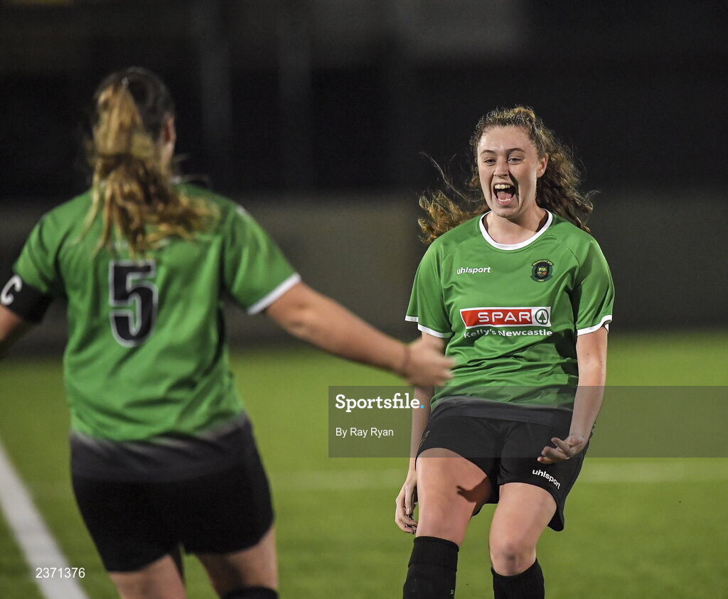 4 November 2022; Rebella McMahon of Peamont celebrates at the final whistle in the EA SPORTS Women's National Under-19 League Cup Final match between Peamount United and Shamrock Rovers at Athlone Town Stadium in Athlone, Westmeath. Photo by Ray Ryan/Sportsfile
