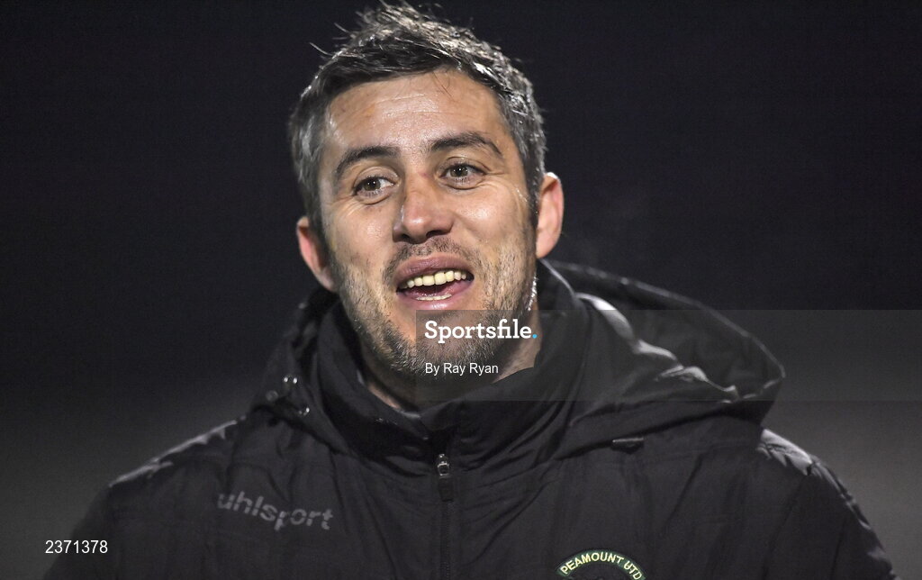 4 November 2022; Peamont manager Alban Hysa during the EA SPORTS Women's National Under-19 League Cup Final match between Peamount United and Shamrock Rovers at Athlone Town Stadium in Athlone, Westmeath. Photo by Ray Ryan/Sportsfile