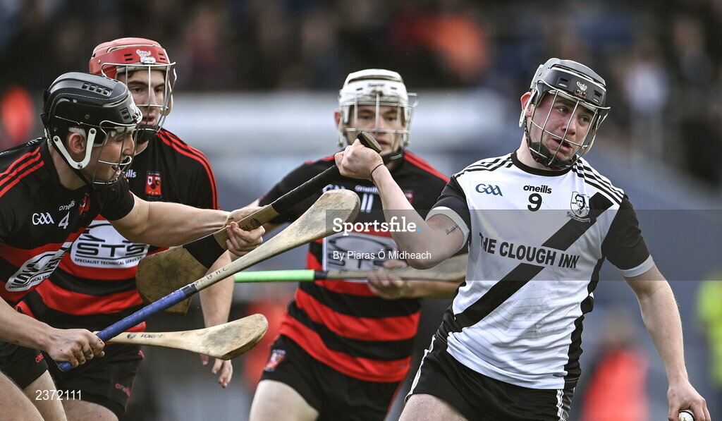 6 November 2022; Mark O'Neill of Kilruane MacDonagh's has his hurl pulled by Tadhg Foley oif Ballygunner during the AIB Munster GAA Hurling Senior Club Championship quarter-final match between Ballygunner and Kilruane MacDonagh's at Walsh Park in Waterford. Photo by Piaras Ó Mídheach/Sportsfile